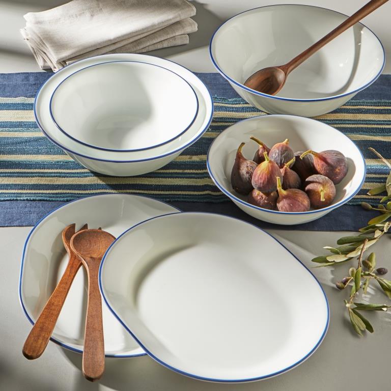 לויזון מרקט,צלחת מגש אובלי 31 ס"מ פס כחול, לויזון מרקט,צלחת מגש אובלי 31 ס"מ פס כחול,