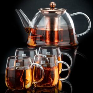 לויזון מרקט,סט קנקן תה 1500 מ"ל + 4 כוסות 350 מ"ל MALAYSIA ROSE GOLD,91