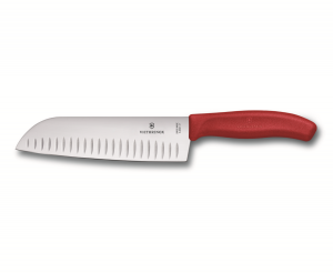 לויזון מרקט,סכין סנטוקו 17 ס"מ להב מחורץ Swiss Classic אדום VICTORINOX ויקטורינוקס,