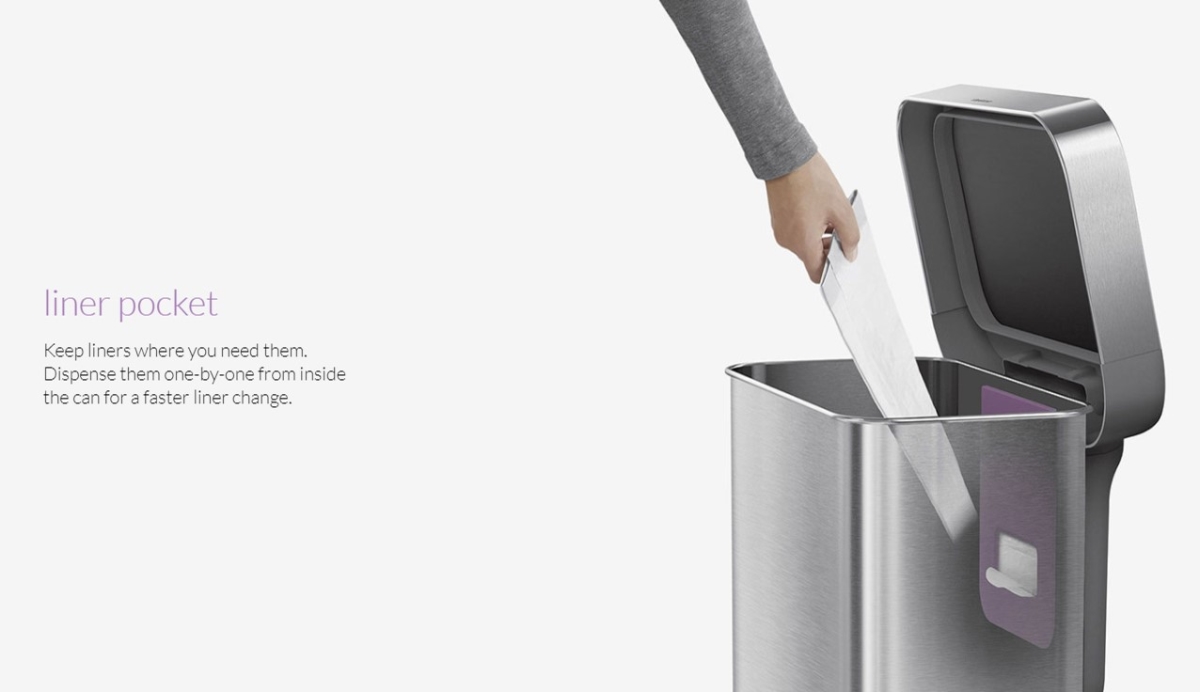 לויזון מרקט,פח דוושה רחבה מלבני נירוסטה 45 ליטר סימפלהיומן Simplehuman, לויזון מרקט,פח דוושה רחבה מלבני נירוסטה 45 ליטר סימפלהיומן Simplehuman,