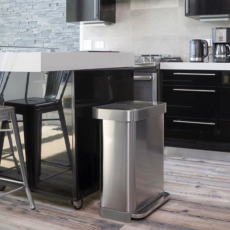 לויזון מרקט,פח דוושה רחבה מלבני נירוסטה 45 ליטר סימפלהיומן Simplehuman, לויזון מרקט,פח דוושה רחבה מלבני נירוסטה 45 ליטר סימפלהיומן Simplehuman,