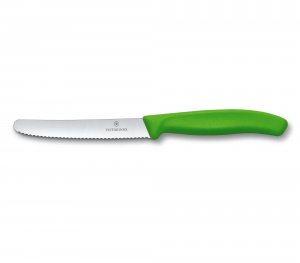 לויזון מרקט,סכין ירקות להב מעוגל משונן 11 ס"מ ירוק VICTORINOX ויקטורינוקס,