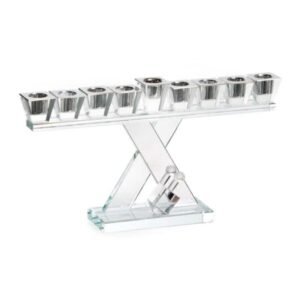 לויזון מרקט,חנוכיה קריסטל שילוב כסף דגם X,66