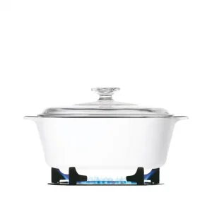 לויזון מרקט,סיר זכוכית מרובע 3 ליטר + מכסה CorningWare Winter Frost White,111