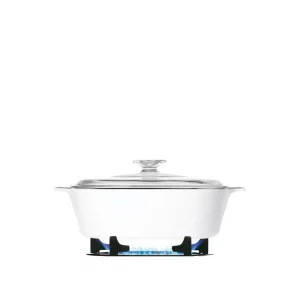 לויזון מרקט,סיר זכוכית מרובע 1 ליטר + מכסה CorningWare Winter Frost White,111