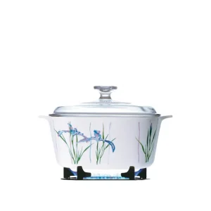 לויזון מרקט,סיר זכוכית מרובע 1.5 ליטר + מכסה CorningWare Iris,