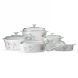 לויזון מרקט,סיר זכוכית מרובע 1 ליטר + מכסה CorningWare Iris,134