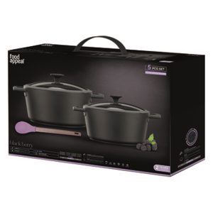 לויזון מרקט,סט 5 חלקים - סיר 20 ס"מ + סיר 24 ס"מ + כף סיליקון Food Appeal BLACKBERRY פוד אפיל,91 לויזון מרקט,סט 5 חלקים - סיר 20 ס"מ + סיר 24 ס"מ + כף סיליקון Food Appeal BLACKBERRY פוד אפיל,91