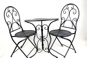 לויזון מרקט,סט ישיבה מעוצב מתכת שולחן + 2 כסאות בצבע שחור,