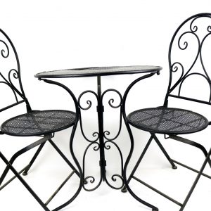 לויזון מרקט,סט ישיבה מעוצב מתכת שולחן + 2 כסאות בצבע שחור,
