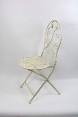 לויזון מרקט,סט ישיבה מעוצב מתכת שולחן + 2 כסאות בצבע לבן,