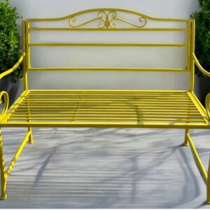 לויזון מרקט,ספסל מעוצב מתכת בצבע צהוב 120 ס"מ,41