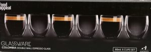 לויזון מרקט,סט 6 כוסות 80 מ"ל Double Glass דגם COLOMBIA פוד אפיל Food Appeal,