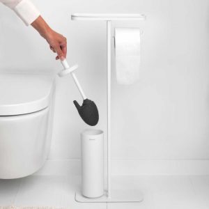 לויזון מרקט,מעמד לנייר טואלט, מברשת אסלה סיליקון ומדף - באטלר לבן מינרלי Brabantia,105