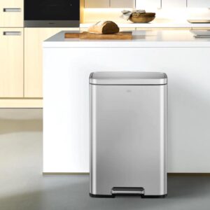 לויזון מרקט,פח אשפה מרובע 50 ליטר MEDISON נירוסטה מוברשת מבית EKO עם פח פנימי,90