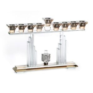 לויזון מרקט,חנוכיה קריסטל אבנים ענבר/ כסף וסביבון,66