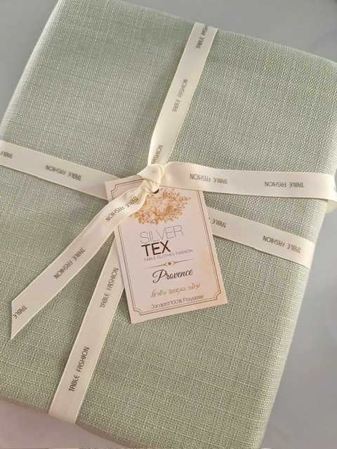 לויזון מרקט,מפת שולחן דגם פרובנס פוליאסטר במראה דמוי פשתן זית SILVERTEX, לויזון מרקט,מפת שולחן דגם פרובנס פוליאסטר במראה דמוי פשתן זית SILVERTEX,