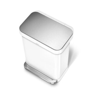 לויזון מרקט,פח דוושה רחבה מלבני, לבן 55 ליטר סימפלהיומן Simplehuman,106