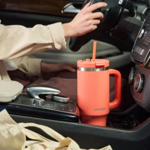 לויזון מרקט,כוס מתכת עם קש STREETERVILLE ורוד אלמוג 1200 מ"ל CONTIGO  קונטיגו,129