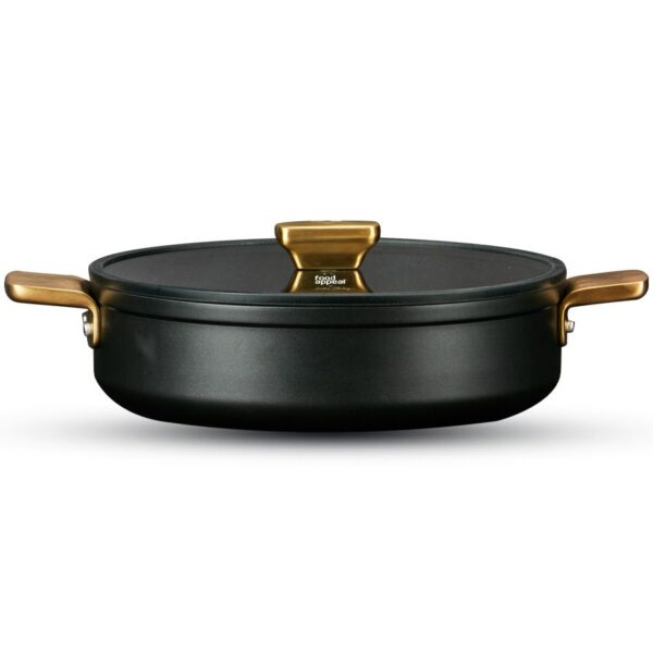 לויזון מרקט,סוטז' 32 ס"מ ENIGMA NONSTICK שחור ידיות זהב פוד אפיל Food appeal, לויזון מרקט,סוטז' 32 ס"מ ENIGMA NONSTICK שחור ידיות זהב פוד אפיל Food appeal,