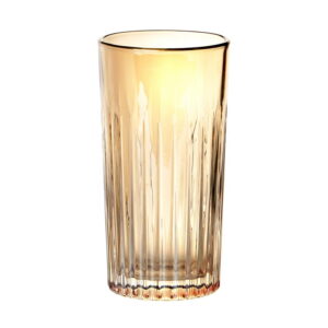 לויזון מרקט,סט 6 כוסות שתייה קרה זכוכית אמבר פסים 360 מ”ל פס זהב,97