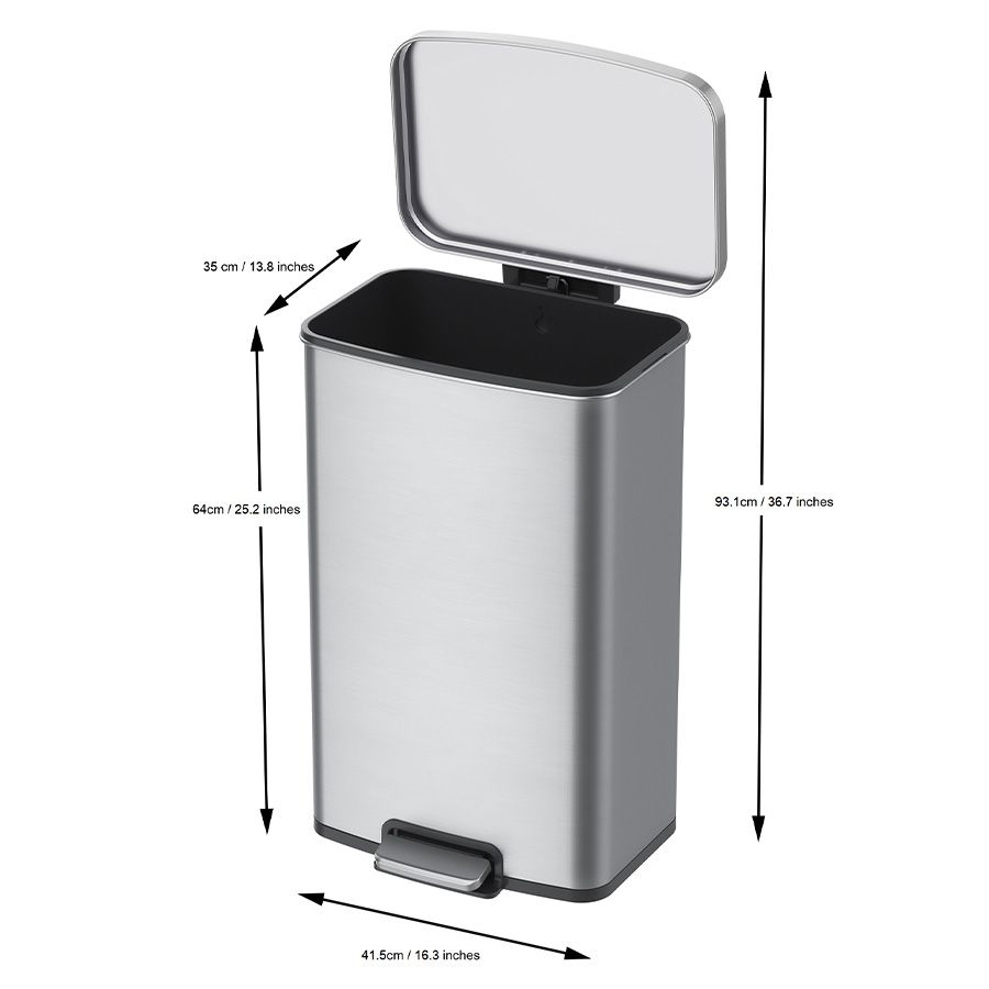 לויזון מרקט,פח אשפה מרובע 50 ליטר TITUS נירוסטה מוברשת עם פח פנימי מבית EKO, לויזון מרקט,פח אשפה מרובע 50 ליטר TITUS נירוסטה מוברשת עם פח פנימי מבית EKO,