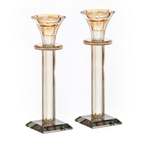 לויזון מרקט,זוג פמוטים קריסטל ענבר,65 לויזון מרקט,זוג פמוטים קריסטל ענבר,65