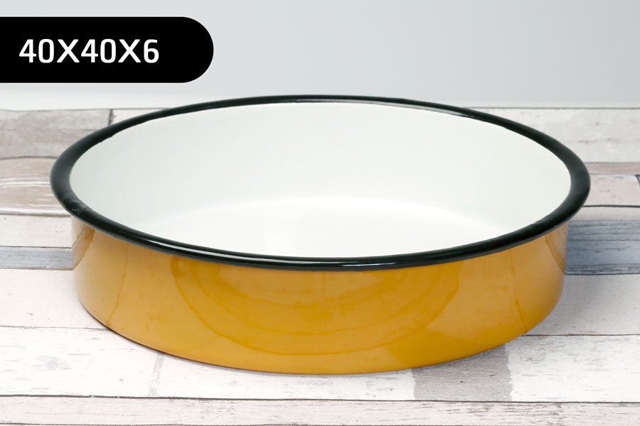 לויזון מרקט,תבנית עגולה אמייל חרדל, לויזון מרקט,תבנית עגולה אמייל חרדל,