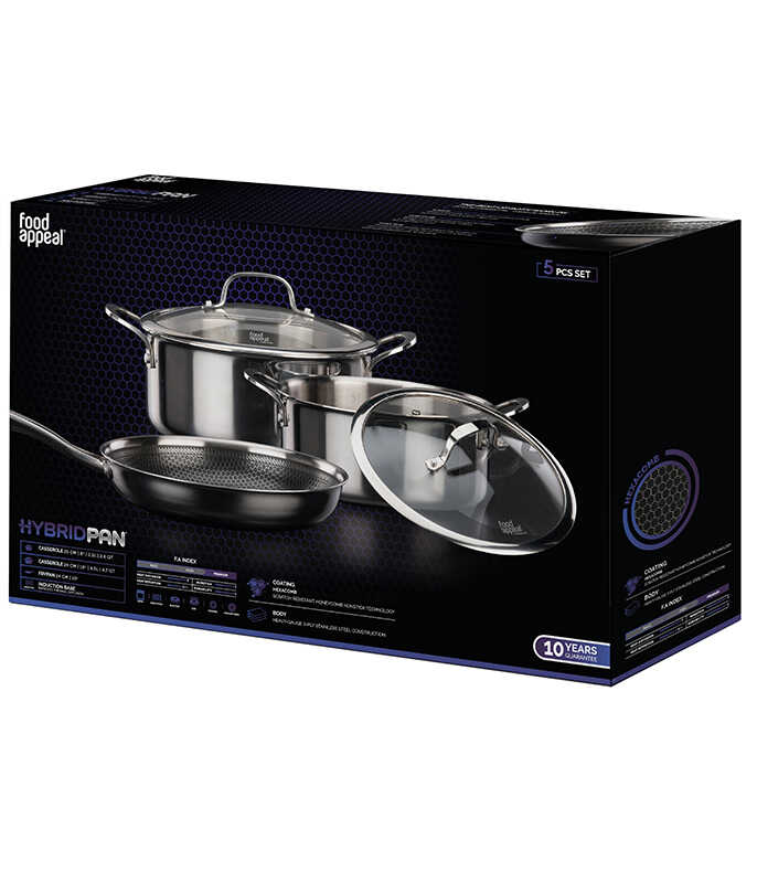 לויזון מרקט,סט סירים 5 חלקים סדרת HYBRID PAN פוד אפיל FOOD APPEAL, לויזון מרקט,סט סירים 5 חלקים סדרת HYBRID PAN פוד אפיל FOOD APPEAL,