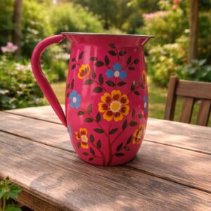 לויזון מרקט,כד מים 1.5 ליטר נירוסטה מעוטר וינטג' סטייל – ורוד,