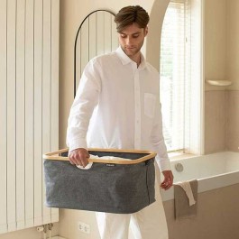 לויזון מרקט,סל כביסה מתקפל 40 ליטר, בד אפור כהה Pepper Black מסגרת במבוק Brabantia, לויזון מרקט,סל כביסה מתקפל 40 ליטר, בד אפור כהה Pepper Black מסגרת במבוק Brabantia,