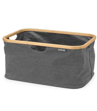 לויזון מרקט,סל כביסה מתקפל 40 ליטר, בד אפור כהה Pepper Black מסגרת במבוק Brabantia, לויזון מרקט,סל כביסה מתקפל 40 ליטר, בד אפור כהה Pepper Black מסגרת במבוק Brabantia,